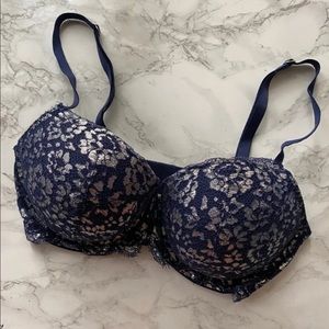 Victoria's Secret Dream Angel Lace silver blue bra